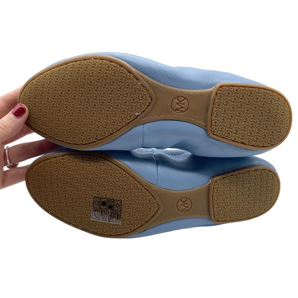 Michael Kors Women's Flats Juliette Blue Leather Ballet Slip On Designer NEW - Picture 9 of 11